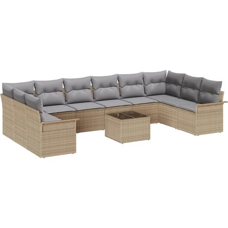 Maison Exclusive - Gartensofa-set mit Speicher 11 pcs Schwarz Pol