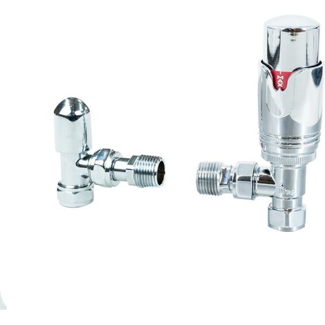 Thermostat Heizkörperventil Chrom abgewinkelt 6–28°C