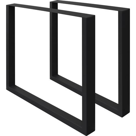 ECD Germany 2x Tischbeine aus Vierkantprofilen, 70 x 72 cm, Schwarz, pulverbeschichtete Stahl, Industriedesign, Metall Tischkufen Tischuntergestell Tischgestell Möbelfüße, für Esstisch Schreibtisch