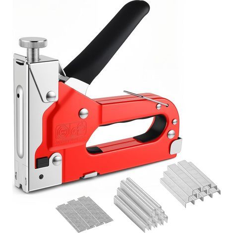 Pistolet d'agrafes 3 en 1 puissance manuelle Brad Nailer avec 1200 agrafes pistolet d'agrafes de rembourrage réglable pour le bois, l'artisanat, la menuiserie, la décoration bricolage (1/5)