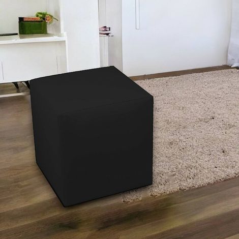 Pouf Accumoli, Forme Cubique, Poids Supporté 90 kg Made in Italy, 40x40x42h cm Noir (1/3)
