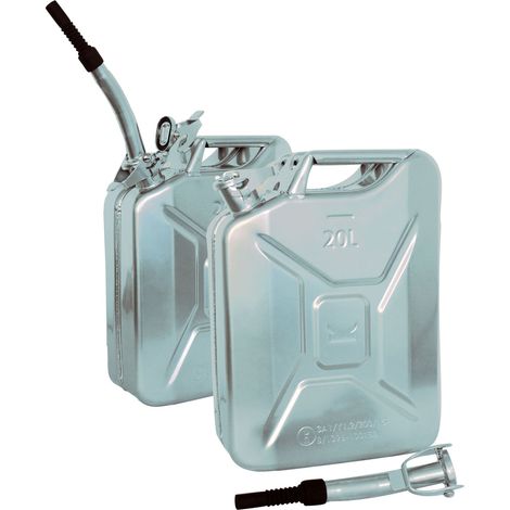 2x Metallkanister silber 20Liter inkl. Ausgießer + Halter Benzin Diesel (1/5)