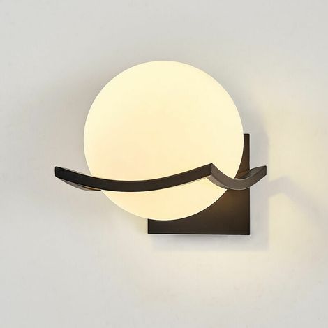 VURAHOME - Applique Murale LED Applique Murale Boule de Verre Applique Murale Intérieure Éclairage Mural Moderne pour Escalier Cuisine Chambre Couloir Étagère Noire Lumière Chaude (1/5)