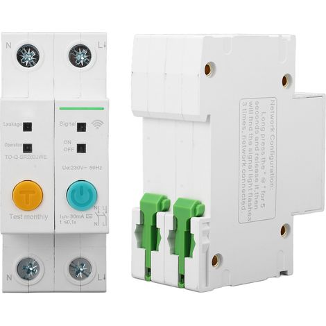 TONGOU 2P 230V 16A WiFi Miniatur-Leistungsschalter mit 30mA Fehlerstromschutzschalter (1/5)