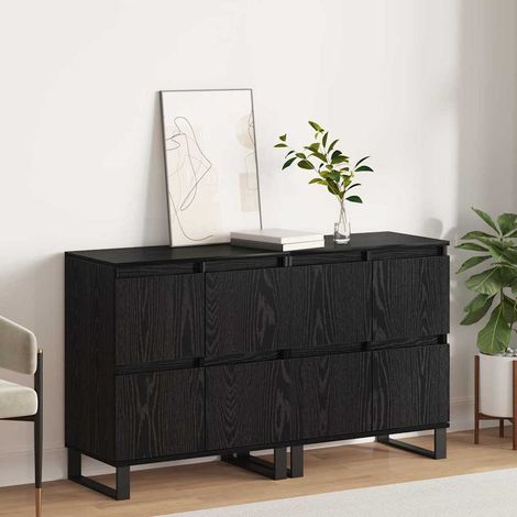 Buffets 2 pcs-Lot de 2 Meuble de rangement Chêne noir 120 x 35 x 70 cm Bois d'ingénierie 346297 (1/5)