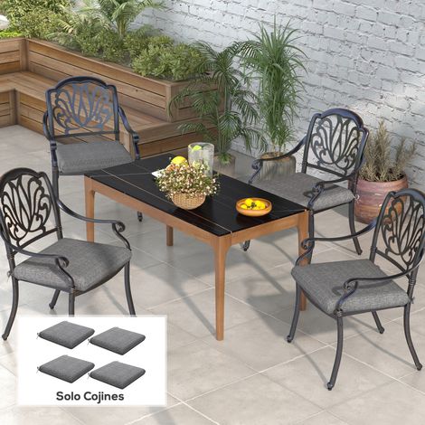 Ensemble Coussins Chaises Manger Étanches Protection Uv 50+ Intérieur Extérieur Aménagement Gris 47x47x7cm (1/4)