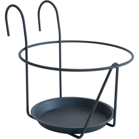 Porta Vaso con Sottovaso a Gancio 20-22cm Antracite - Louis Moulin