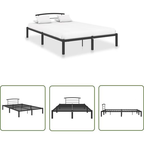 The Living Store Bettgestell Schwarz Metall 160x200 cm - Metallbett - Doppelbett - Bettgestell Schwarz - Boxspringrahmen - Schlafraumgestaltung (1/5)
