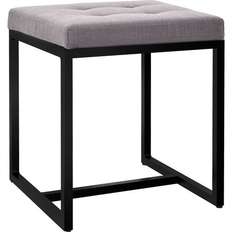 Panca/sgabello da ingresso moderno larghezza 40 cm con struttura in metallo nero e seduta rivestita in tessuto grigio 100005780