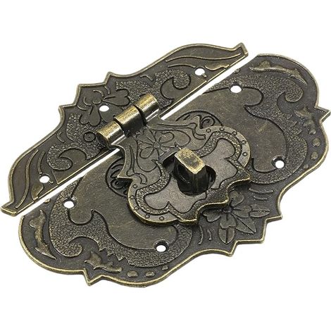 97x78mm Hasp Latch Decorative Retro Zinc Alloy Toggle Latch for Jewelry Box, Suitcase, Toolbox, Wooden Case, Bronze (1/5)