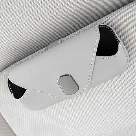 Sonnenbrillenhalter für die Sonnenblende im Auto, Aufbewahrungstasche für Sonnenbrillen mit Kartenfach, praktisch zur Organisation von Gegenständen im Auto – grau (1/5)