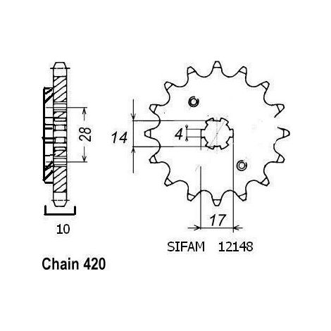 Pignon Derbi 50 1996-1999 - 420 - 15 Dents - Similaire JTF4032