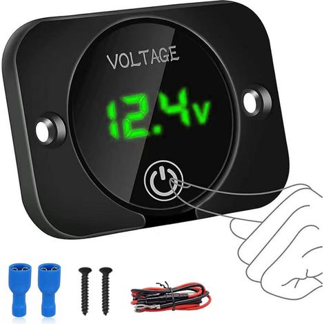 Voltmètre Numérique Étanche,Voltmètre Numérique à LED DC 12 V 24 V,Compteur de Tension,avec Écran Tactile,pour Voitures,Motos,Camping-Cars et Bateaux (1/5)