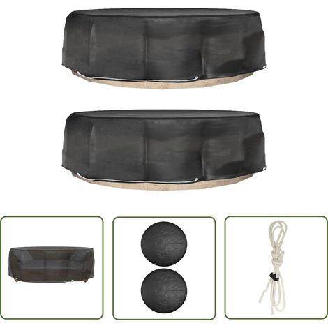The Living Store Abdeckungen für Lounge-Insel 2 Stk. 8 Ösen Ø188x50 cm Rund - Lounge Inselfabrikate - Gartenmöbelschutzhülle - UV-Schutz - Wasserfeste Abdeckung - Gartenmöbelüberdachung (1/5)