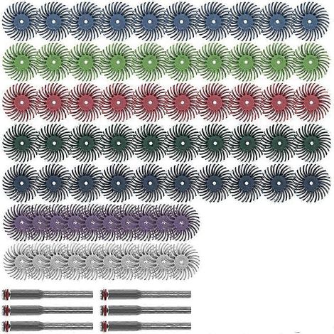 Kit de 76 disques abrasifs radiaux à poils, brosse abrasive 1/8 pouce (3/2,35 mm), roue de polissage de détail pour outil rotatif js (1/5)