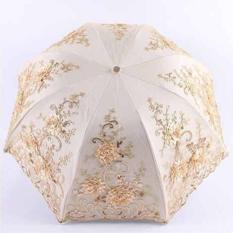 Vintage dentelle UV soleil parasol pliant 3D fleur broderie parapluie (1/3)