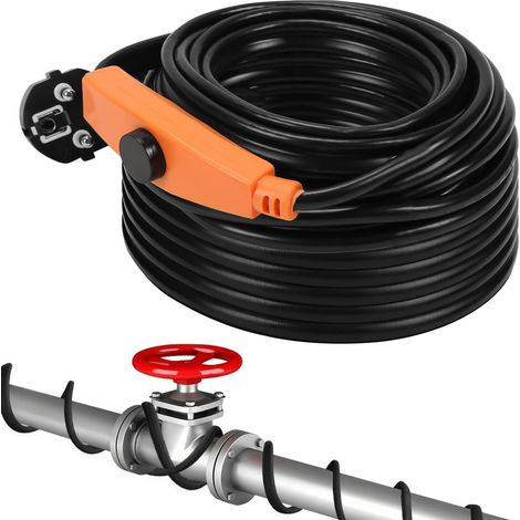 Selbstregulierendes Heizkabel Schwarz mit Thermostat für Wasserleitung oder Pflanzen, Heizungsthermostat Frostschutzkabel für Rohrleitungen, Winterlicher Frostschutz 64W 4m 16W/M (1/5)