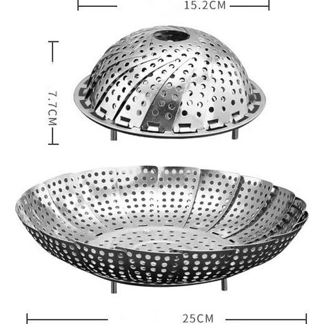 Vapeur Pliable en Acier Inoxydable, Grille De Cuisson à La Vapeur De Qualité Alimentaire, Panier à Vapeur Pliable Utilisé pour Différentes Tailles De Casseroles, Convient à La Cuisson Toutes Sortes--D (1/4)