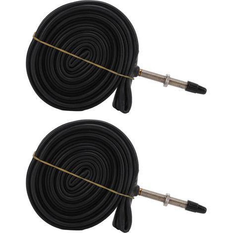 Lot de 2 chambres à air de vélo 700x23C avec valve Presta, en caoutchouc butyle, et 2 démonte-pneus. Valve Presta 60 mm. (1/5)