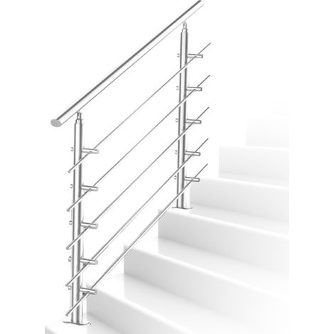 SWANEW Acciaio inossidabile ringhiera per ringhiera per scale 150 cm 5 montanti a croce Ø 42 mm per scala da giardino interno ed esterno