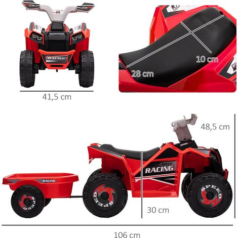 Elektro-Kinderquad mit Anhänger, 2,5 km/h, 50 Minuten Fahrtzeit, für 1,5 bis 3 Jahre, bis 25 kg, Rot (1/5)