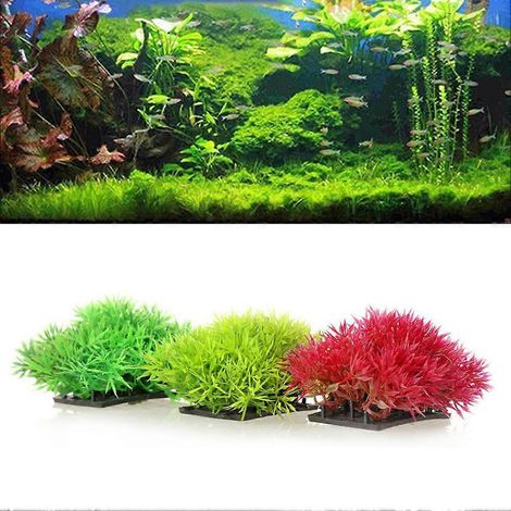 Pelouse artificielle, plantes vertes décoratives, décoration pour tortue, pour aquarium, gazon vert pour aquaterrariums, plantes pour poissons (1/4)