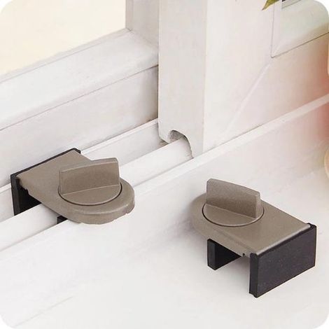 Serrures de fenêtre - Sécurité anti-effraction - Pour fenêtre coulissante et porte - Lot de 2 (1/5)