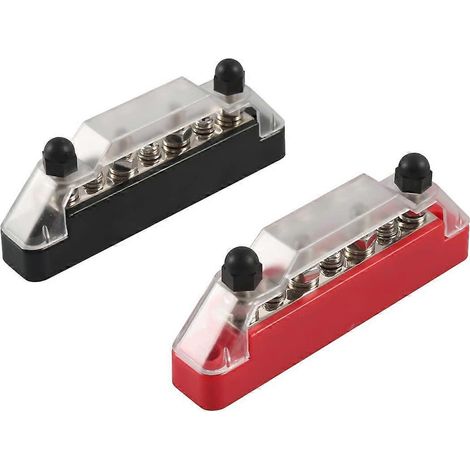Barre omnibus à 7 bornes, bloc de barres omnibus CC 150 A avec couvercle, 2 blocs de distribution d'alimentation pour batterie, 4 bornes M6 pour automobile, 3 vis à bornes M4. (1/5)