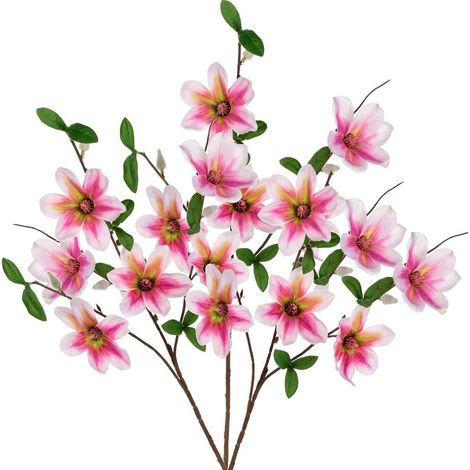 Künstliche Magnolien Zweige 3er Set Weiß Dekoblumen 64 cm Home Dekoration (1/5)