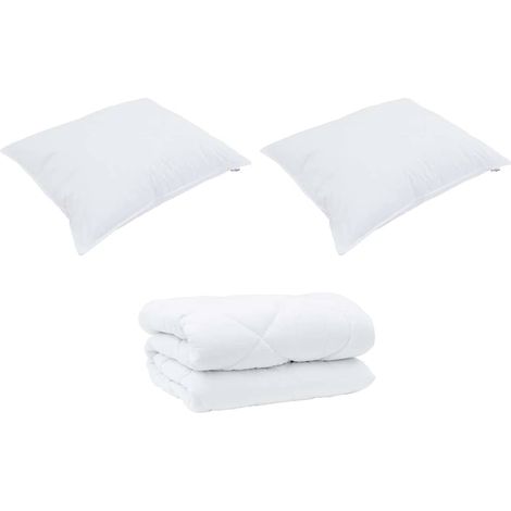Duvet d'hiver avec oreiller 3 pcs,Couette Blanc Microfibre CFW84339 (1/5)