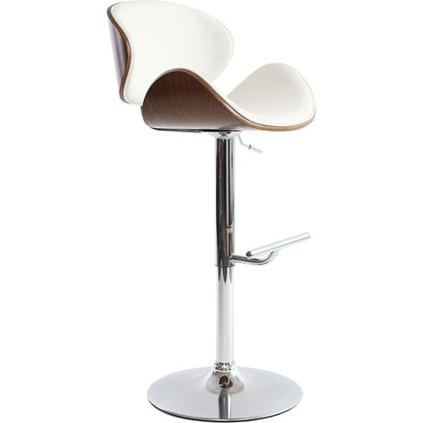 Design-Barhocker Weiß und Holz WALNUT