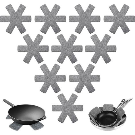 Protection Casseroles et Protège-Poêle, 10 Pièces Protege Poele Feutrine, Résistant à la Chaleur et Antidérapant Protection poele et Casserole, pour Éviter Les Rayures (1/5)