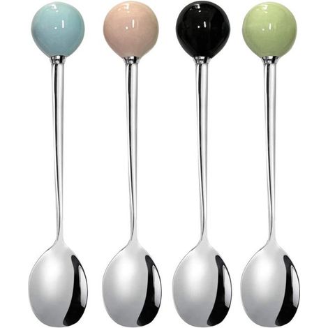 Cucharillas de acero inoxidable, minicucharas de café, cucharas de postre, juego de 8 cucharas, 14 cm, 4 colores.