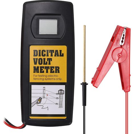 Digitales 9,9-kV-Elektrozaunprüfgerät für Garten, Pferde und Nutztiere, Voltmeter mit LCD-Anzeige und Sonde