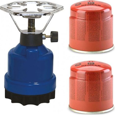 Fornello cucina a gas con 2 bombolette da viaggio per tenda campeggio boy scout (1/5)