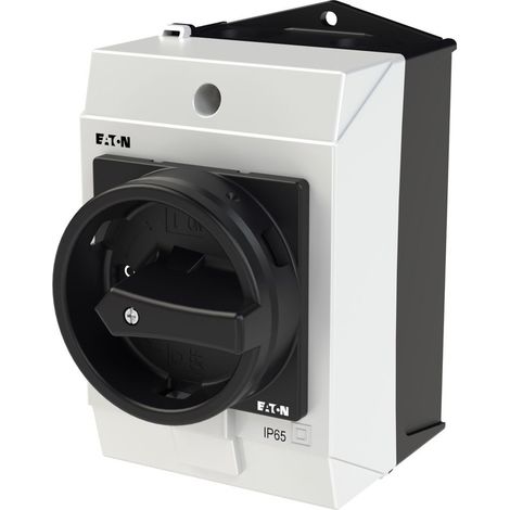 Eaton Interruptor principal, T0, 20 A, montaje, 1 unidad(es), 1 polo, función de PARADA, con empuñadura giratoria negra y anillo de bloqueo, bloqueable en posición 0, 207146
