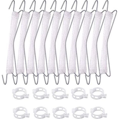 Set of 10 tomato hooks with string, for tomatoes and cucumbers, greenhouses for other vegetables, 10 hooks (10 meters of string) + 20 loops (1/4)
