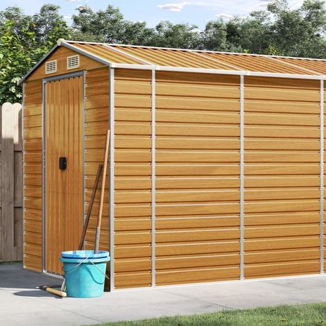 Abri de jardin-Remise Cabane pour outils marron clair 191x810x198 cm acier galvanisé (1/5)