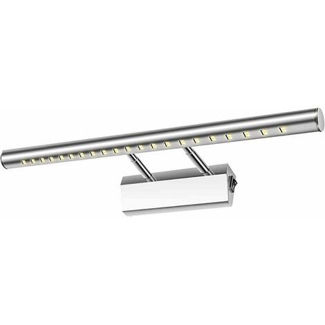 Lampe Salle de Bain Mirroir LED 5W Applique Murale Lumière Tableau Étanche IP44 Réglable 180°avec Interrupteur en Acier Inoxydable Éclairage Décoration Meuble WC Toilette Maquillage 40cm（blanche）