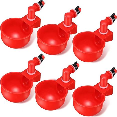 SABIR 6pcs Abreuvoir automatique de poulet Abreuvoir automatique de poulet Abreuvoir de volaille Outil d'abreuvoir de volaille en plastique rouge pour poulet, canard, volaille, oiseaux (1/5)