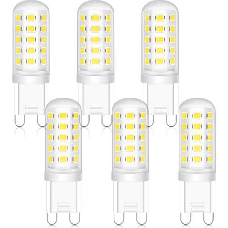 G9 5W LED-Lampen, entspricht 50W Halogen, Kaltweiß (6000K), Keramiksockel, 300lm, nicht dimmbar, flimmerfrei, für Küche, Schlafzimmer, Wohnzimmer, Garten, 6er-Pack