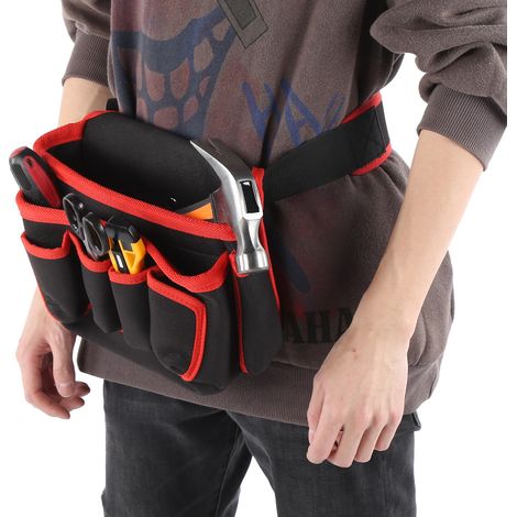 Multifunktionale Gürteltasche für Reparaturwerkzeuge, Outdoor-Gürteltasche mit mehreren Fächern, Werkzeugorganizer (roter Rand) (1/5)