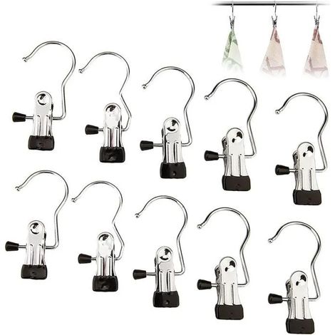 Cintre Pince Crochets - YSTP - 10 Pcs - Acier Inoxydable - Antidérapant - Antirouille (1/4)