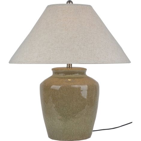 Mottura Table Lamp with Edged Linen Shade - Ceramic - L55 x W55 x H66 cm - Green