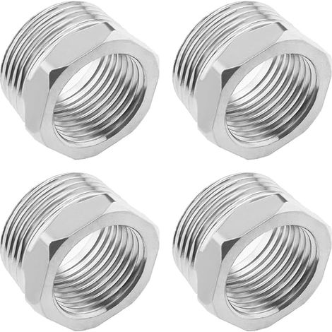 Adaptateur plomberie G3/4 mâle vers G1/2 Femelle Jeu de 4 réducteurs hexagonaux en Acier Inoxydable, 1,9 cm à 1,27 cm, pour Chauffage, Eau, gaz, Installation Domestique (1/5)