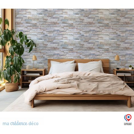 Papier peint : Mur pierre naturelle 2 - Intissé - L.200 x H.280 cm - Gris clair (1/3)