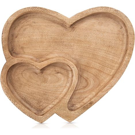 Vassoio da portata in legno doppio cuore mango 23x20 cm