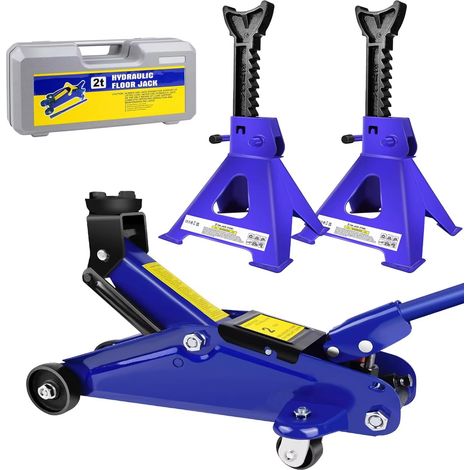 Combinaison de cric et support de sol, ensemble de supports hydrauliques à profil bas de 2 tonnes et d'essieu de 3 tonnes, Kit de réparation de pneus, levage rapide de course en acier (1/5)
