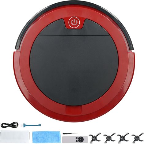 Balai robot intelligent télécommandé rechargeable USB, aspirateur de sol rouge DC5V, nettoyage automatique des poussières (1/5)