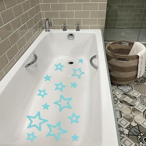 Set mit 12 wasserfesten, sternförmigen Badewannenaufklebern – rutschfest, selbstklebend, abnehmbar und dekorativ (1/4)